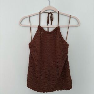 Brown Crochet Halter Top